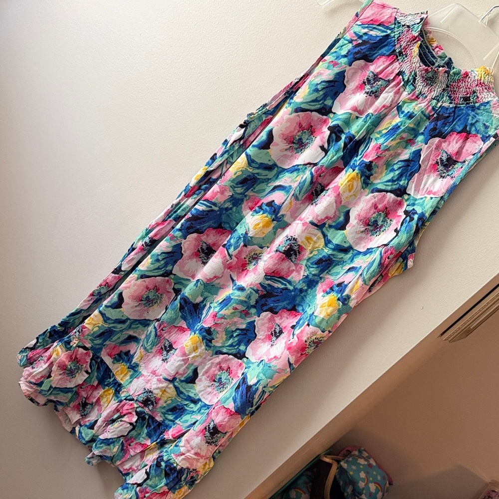 P.S. Love Floral Sleeveless Summer Dress - Pink & Teal size large